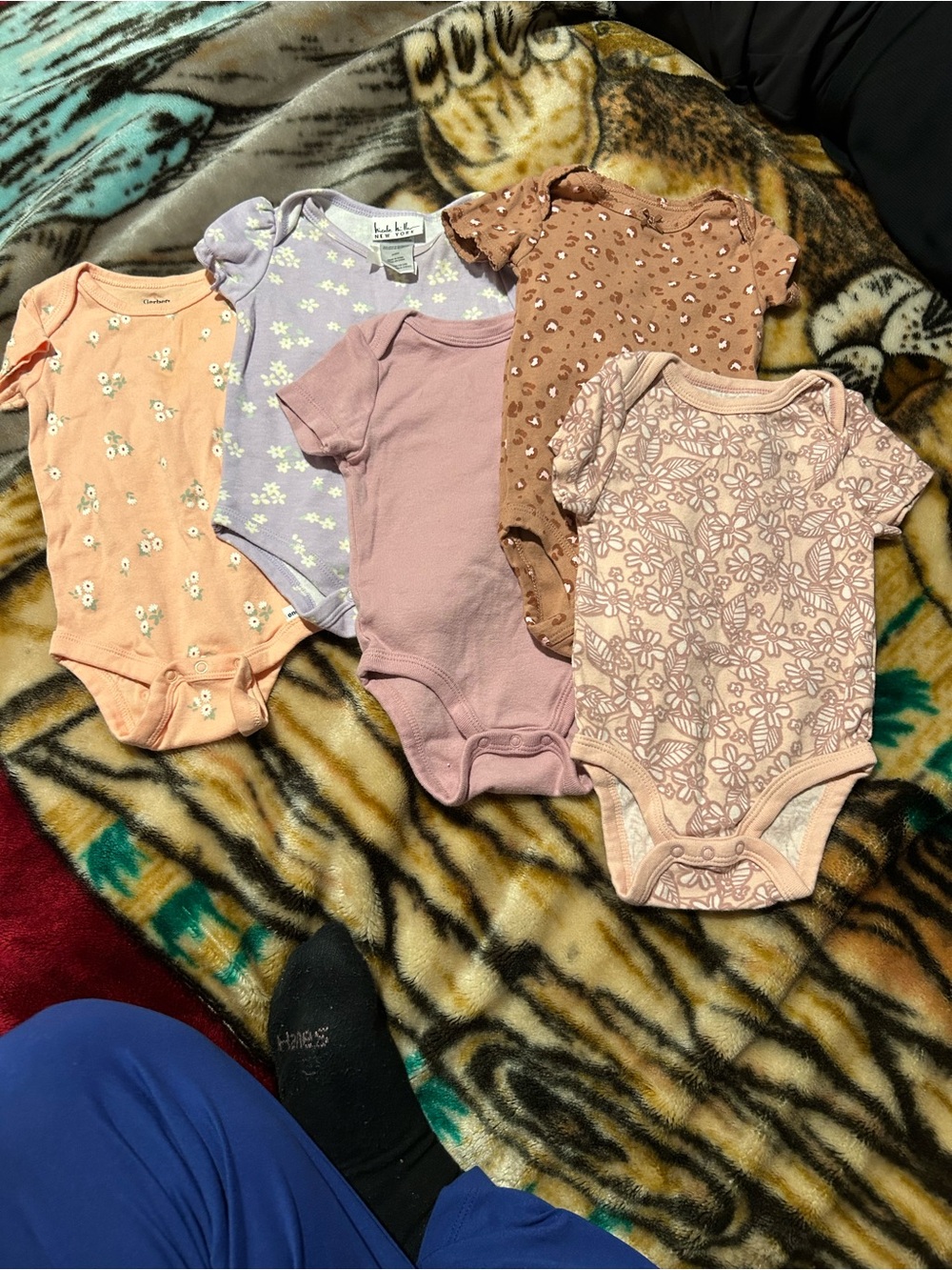Mixed Pastel Floral & Solid Baby One-Piece Set - Unbranded